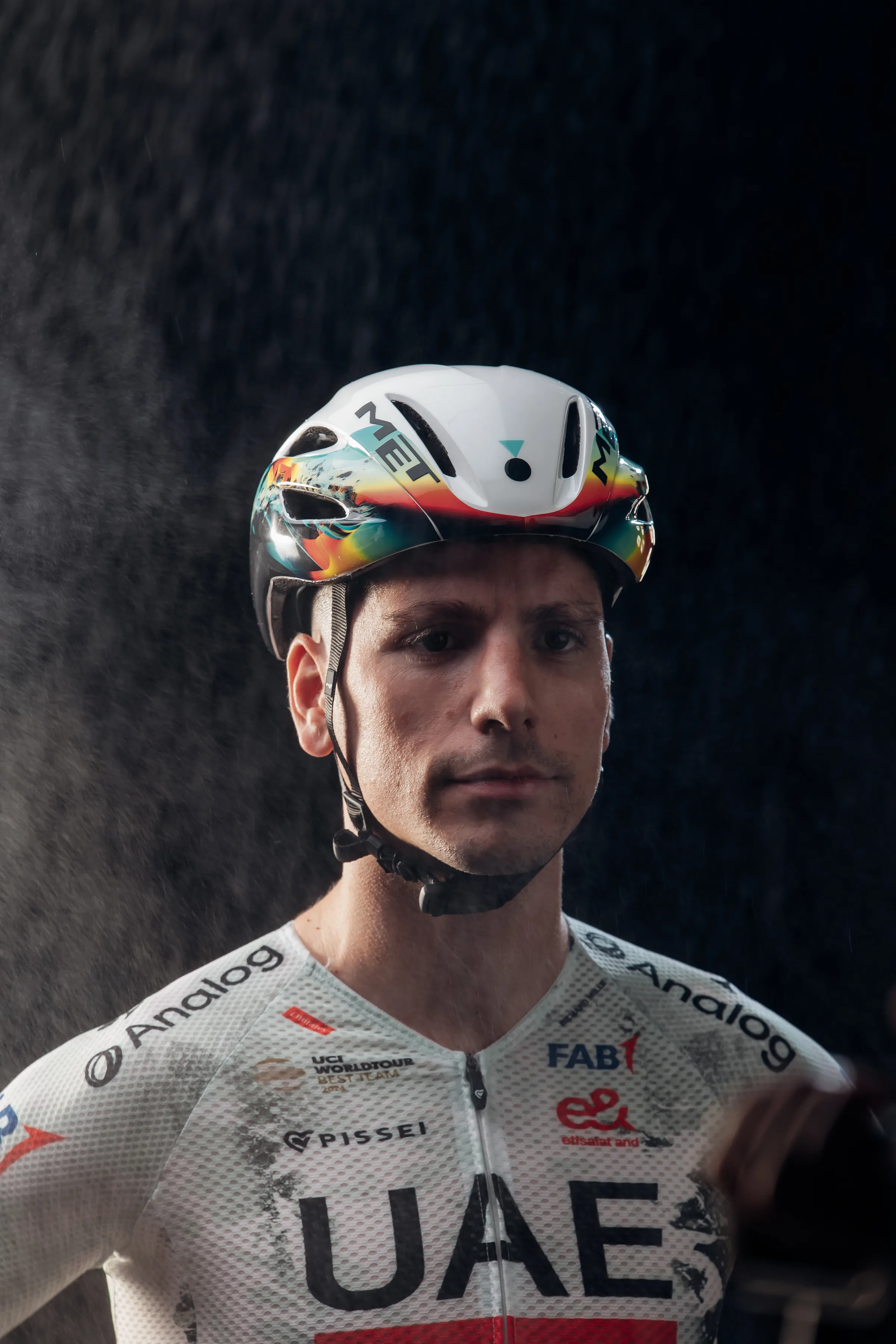 UAE Team Emirates rider portrait in a MET race helmet